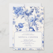 Blau-Chinoiserie-Brautparty Einladung (Vorderseite)