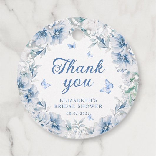 Blau-Chinoiserie-Brautparty Geschenkanhänger (Rückseite)