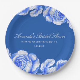 Blau-Chinoiserie-Brautparty Pappteller