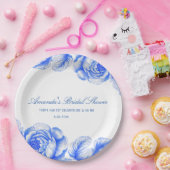Blau-Chinoiserie-Brautparty Pappteller (Party)