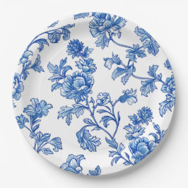 Blau-Chinoiserie-Brautparty Pappteller