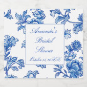 Blau-Chinoiserie-Brautparty Schaumweinetikett (Einzelnes Label)