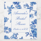 Blau-Chinoiserie-Brautparty Weinetikett (Einzelnes Label)