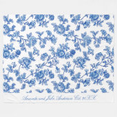 Blau-Chinoiserie-Individuelle Name Fleecedecke (Vorderseite (Horizontal))