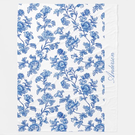 Blau-Chinoiserie-Individuelle Name Fleecedecke (Vorderseite)