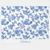 Blau-Chinoiserie-Individuelle Name Fleecedecke (Vorderseite (Horizontal))