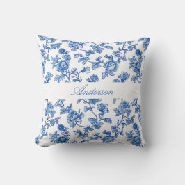 Blau-Chinoiserie-Individuelle Name Kissen