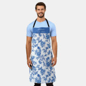 Blau-Chinoiserie-Individuelle Name Schürze (Getragen)