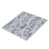 Blau Chinoiserie Vintag Fliese (Seite)