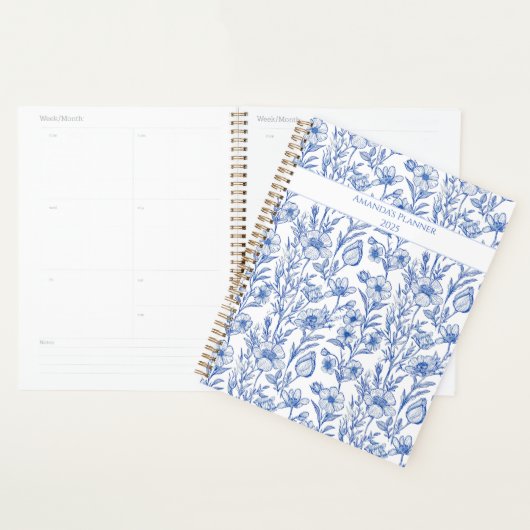 Blau-Chinoiserie-Wildblume Planer (Anzeige)