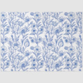 Blau-Chinoiserie-Wildblume Seidenpapier (Vorderseite)