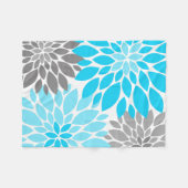 Blau-Chrysanthemen und Blumenmuster Fleecedecke (Vorderseite (Horizontal))