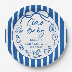 Blau Ciao Bambino Italienische illustrierte Babypa Pappteller