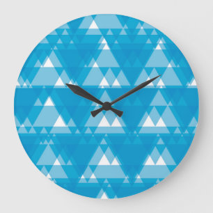 Blau, cool, modern, trendig überlagerte Dreiecke Große Wanduhr