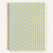 Blau-creme-gestreiftes Notebook mit Gold-Sonnenstr