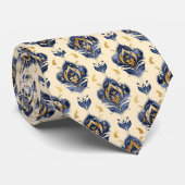 Blau/Creme Krawatte (Gerollt)