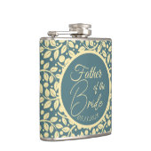 Blau & Creme Leaf Muster Vater der Braut Flachmann (Rechts)