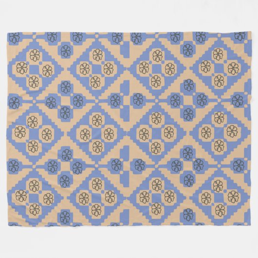 Blau-Creme-Muster Fleecedecke (Vorderseite (Horizontal))