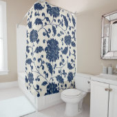 Blau/cremig Weiß Vintages, wirbelndes Blumenmuster Duschvorhang (Beispiel)