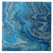 Blau-Cyan-weißer Marmor Akrylabstraktion Fliese (Vorderseite)