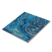 Blau-Cyan-weißer Marmor Akrylabstraktion Fliese (Seite)