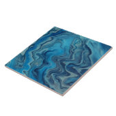 Blau-Cyan-weißer Marmor Akrylabstraktion  Fliese (Seite)