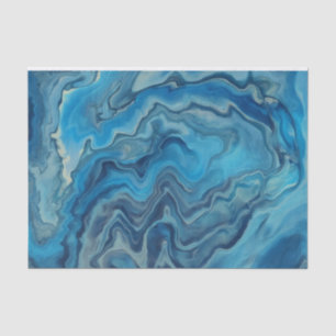 Blau-Cyan-weißer Marmor Akrylabstraktion Seidenpapier