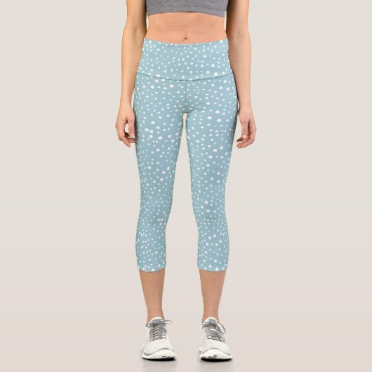 Blau-Dalmatiner-Punkte, Dalmatiner-Punkte, gepunkt Capri Leggings (Vorderseite)