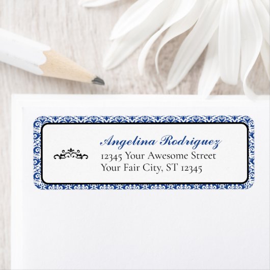 Blau-Damask-Muster-Abschluss (Insitu)