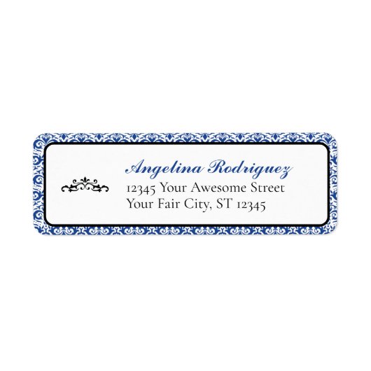 Blau-Damask-Muster-Abschluss (Vorne)