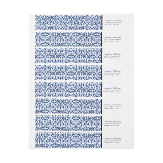 Blau-Damask-Muster-Abschluss (Bogen)