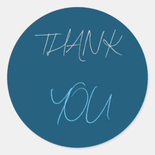 Blau Danke Modern Minimalistisch Schlicht Runder Aufkleber