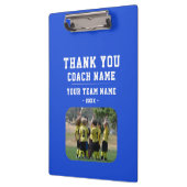Blau Danke Trainer Teamname Foto Klemmbrett (Links)
