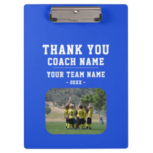 Blau Danke Trainer Teamname Foto Klemmbrett