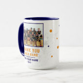 Blau Danke Trainer Teamname Foto Tasse (Vorderseite Links)