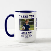 Blau Danke Trainer Teamname Nummer Foto Tasse (Links)