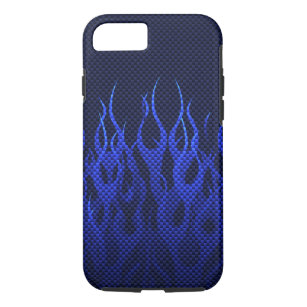 Blau, das Flammen auf Kohlenstoff-Faser-Druck Case-Mate iPhone Hülle