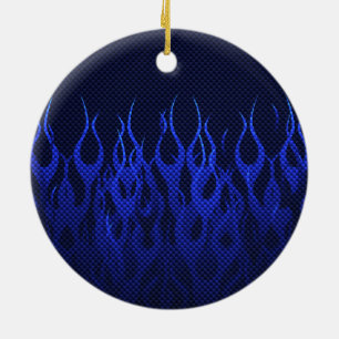 Blau, das Flammen auf Kohlenstoff-Faser-Druck Keramikornament