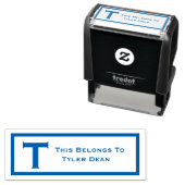 Blau das gehört zu Labels Camp School Briefmarke Permastempel (Beispiel)