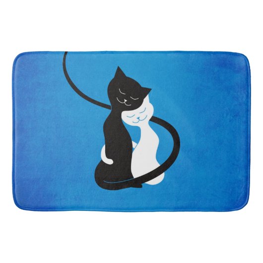Blau, das Liebe-Katzen umarmt Badematte (Vorderseite)