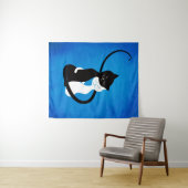 Blau, das Liebe-Katzen umarmt Wandteppich (Beispiel (Horizontal))