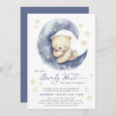 Blau, das wir frühzeitig abwarten können, Niedlich Einladung (Vorne/Hinten)