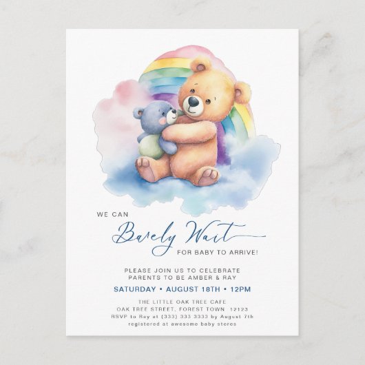 Blau, das wir frühzeitig abwarten können, Niedlich Einladungspostkarte (Vorderseite)