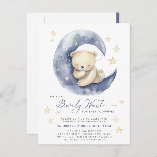 Blau, das wir frühzeitig abwarten können, Niedlich Einladungspostkarte (Vorne/Hinten)