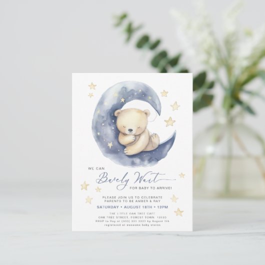 Blau, das wir frühzeitig abwarten können, Niedlich Einladungspostkarte (Stehend Vorderseite)