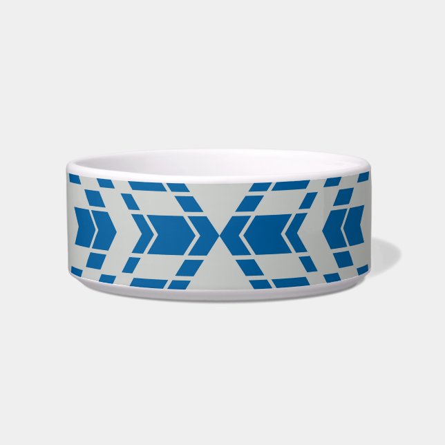 Blau, dekorativ, modern, trendig, cool geometrisch napf (Vorderseite)