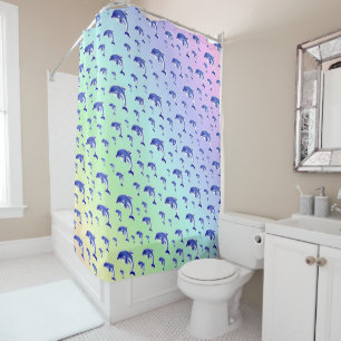 blau, delphin, fisch, natur, aquatisch, design, sc duschvorhang