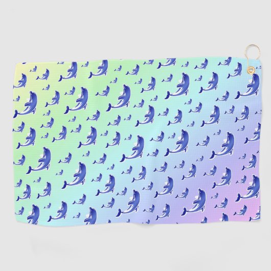 Blau, Delphin, Fisch, Natur, Wasser, Design, Golfhandtuch (Horizontal)