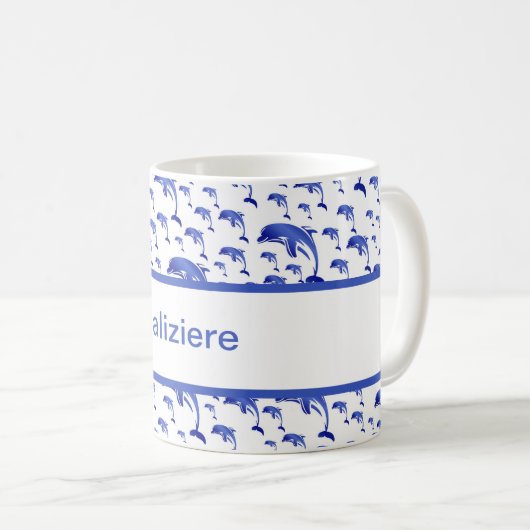 Blau, Delphin, Fisch, Natur, Wasser, Design, Kaffeetasse (VorderseiteRechts)