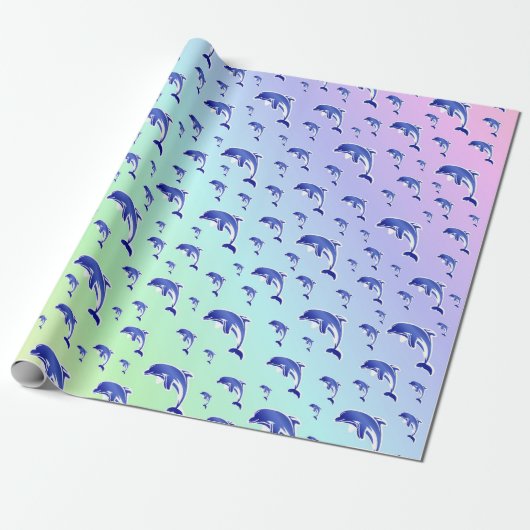Blau, Delphin, Fisch, Natur, Wasser, Design, straf Geschenkpapier (Ungerollt)